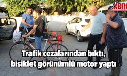 Trafik cezalarından bıktı, bisiklet görünümlü motor yaptı