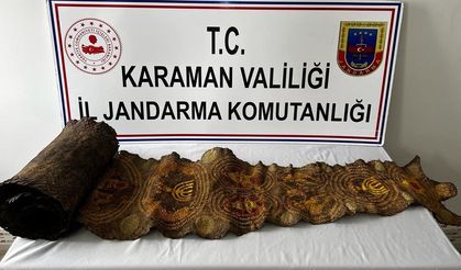 Karaman’da piton derisi üzerine yazılı kabartmalı tılsım ele geçirildi