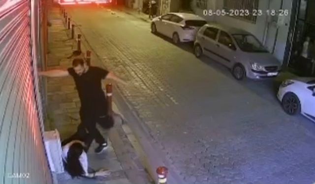 İzmir'de kadına öldüresiye şiddet kamerada