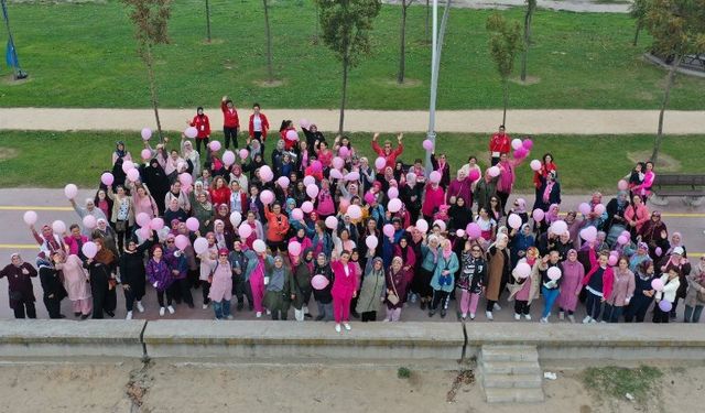 Kadınlardan Kocaeli'de pembe balonlu yürüyüş